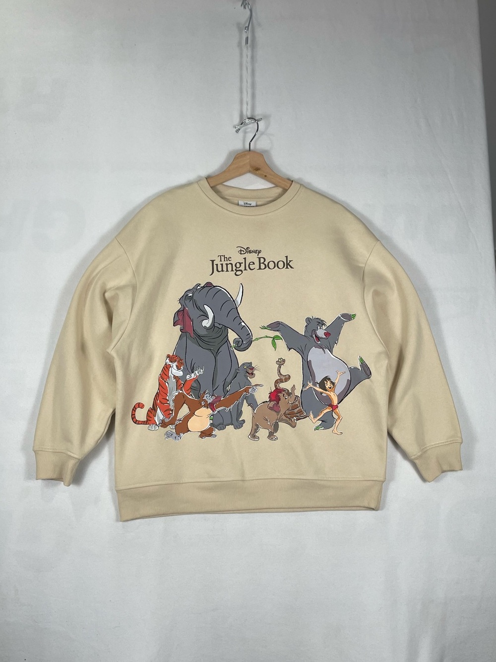 Disney Classics The Jungle Book Cream Sweatshirt Crewneck Oversized Sz XS